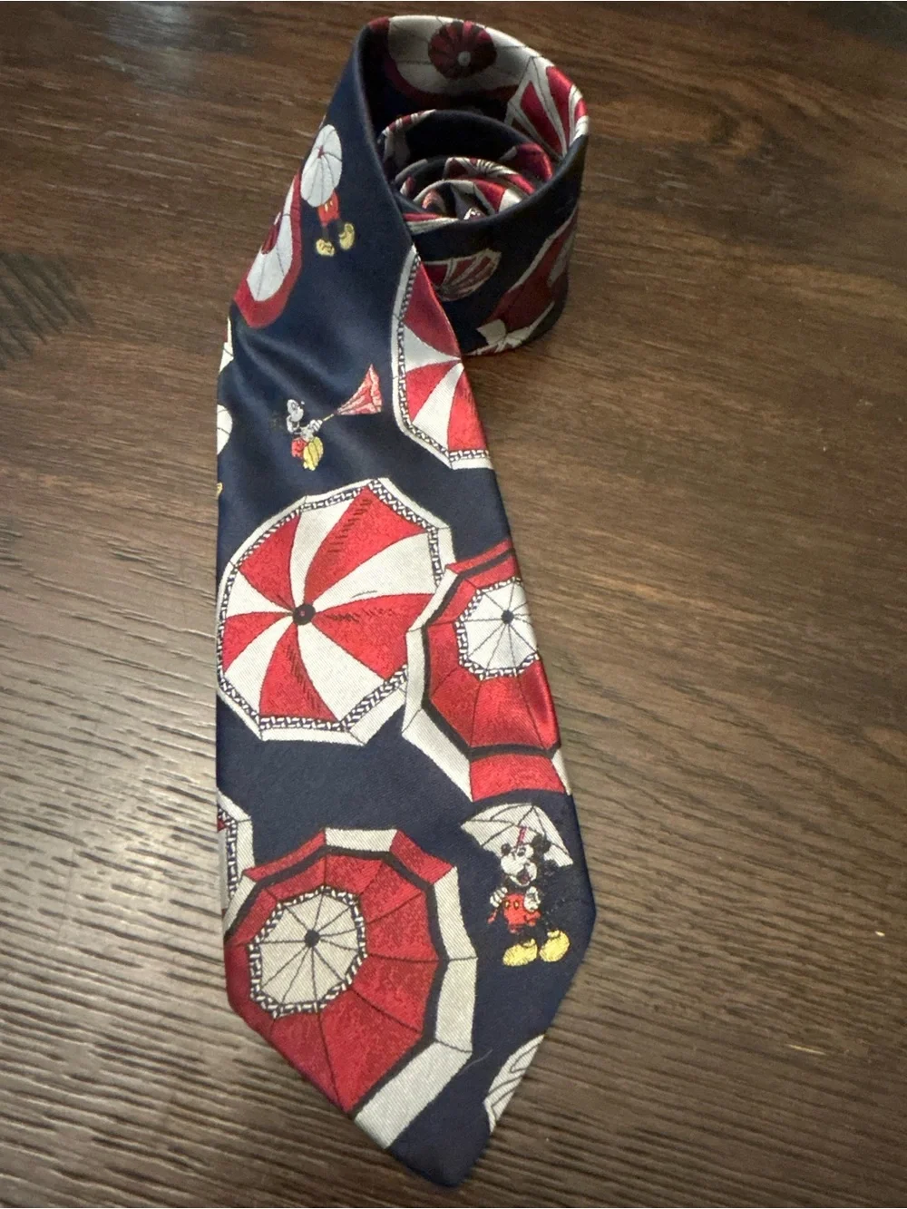 Vintage Disney Mickey Mouse Necktie Balancine Tie Works Mickey & Co Umbrella Tie